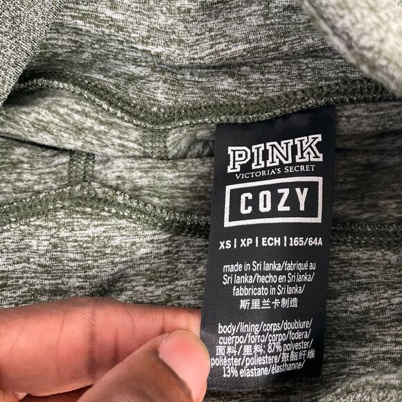 Victorias Secret Pink Cozy High Rise Leggings Green Pull On Side Pockets Size XS - Picture 5 of 12